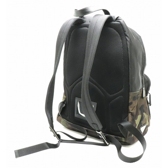 Prada Nylon Black Green Leather Backpack Camouflage Rucksack - Picture 1 of 9